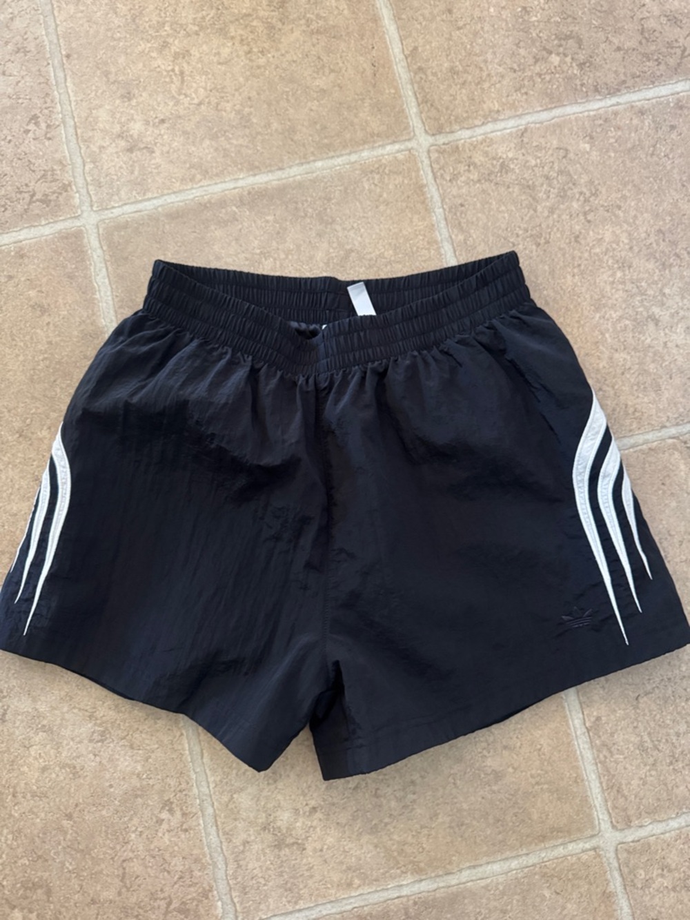 adidas Black Elastic Waist Shorts with Trefoil Label